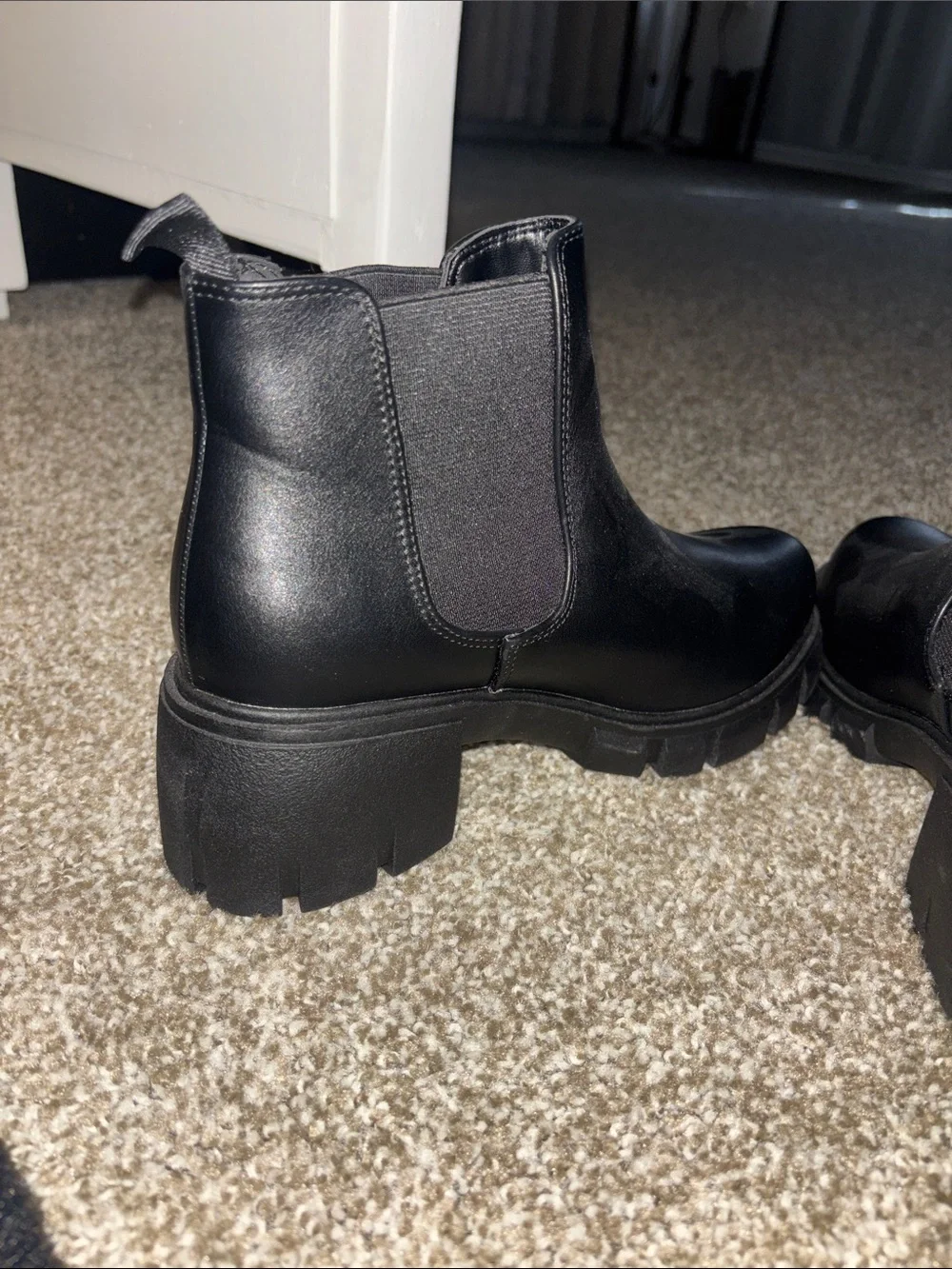 Soda Black Chunky Ankle Boots